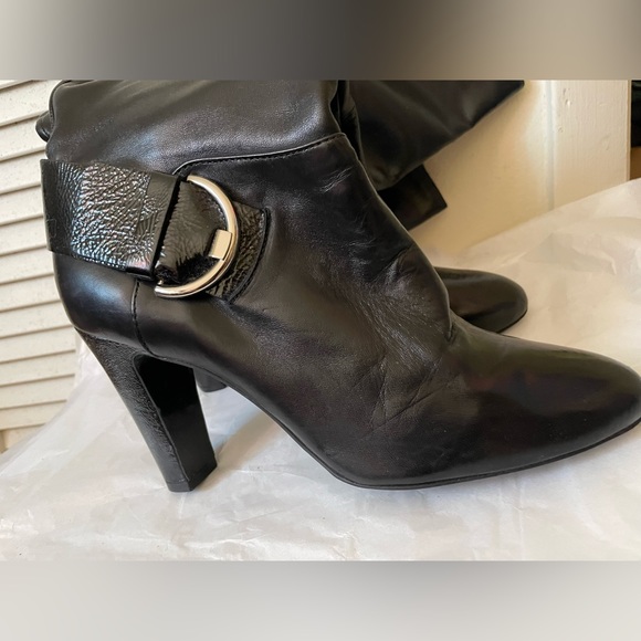 NEW Black Size 9 Leather Gianni Bini Heeled Boots - Picture 2 of 8